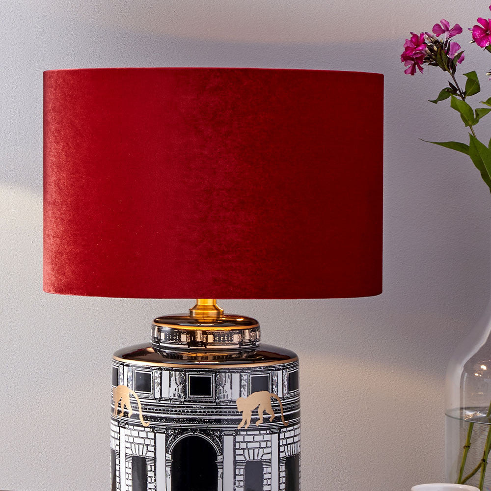 Bow Red Velvet Cylinder Lamp Shade Various Size Options