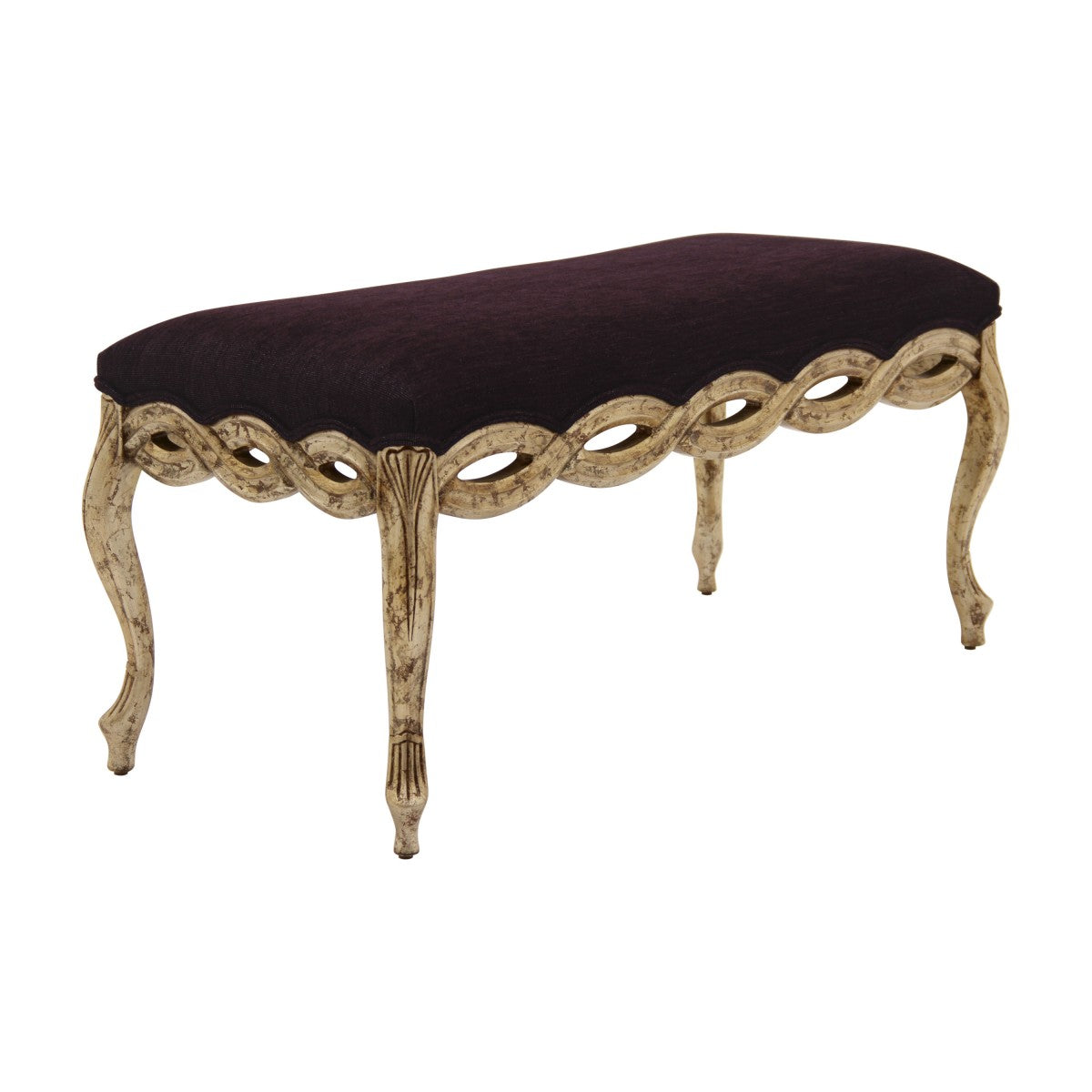 Intreccio Bespoke Upholstered Luxury Carved Statement Bench MS310Q Custom Made To Order