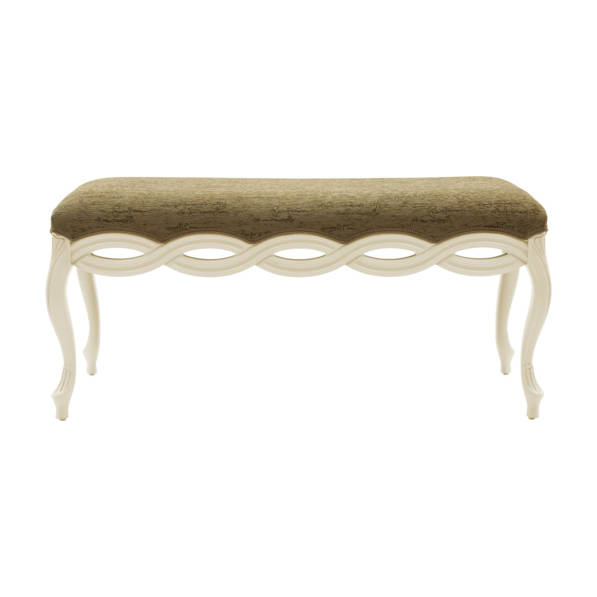 Intreccio Bespoke Upholstered Luxury Carved Statement Bench MS310Q Custom Made To Order