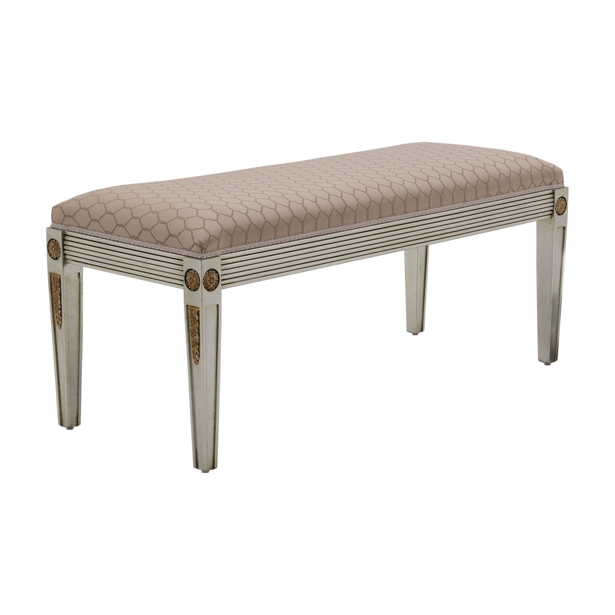 Minerva Bespoke Upholstered Classic Carved Bench MS150Q Custom Made To Order