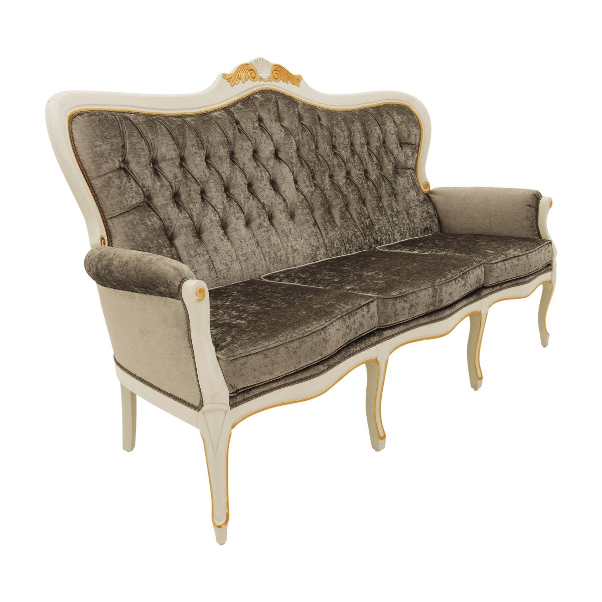 Foglia Bespoke Upholstered Cushion Seat Louis Philippe Style Three Seater Sofa MS9218E Custom Made To Order