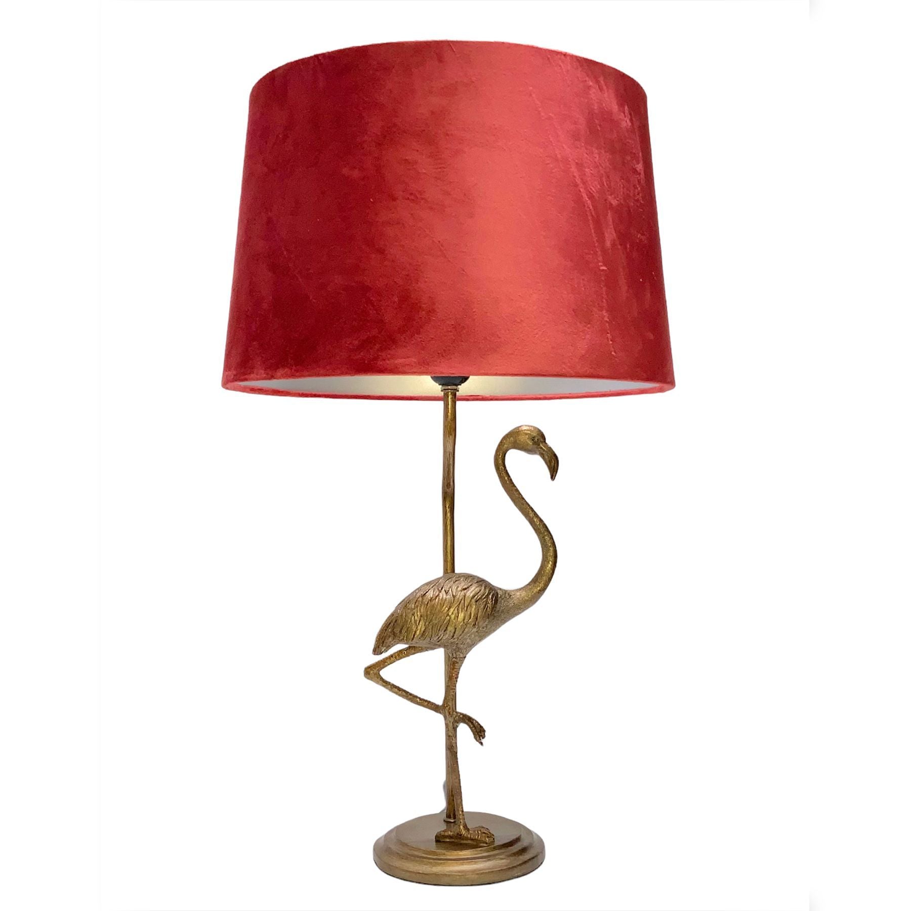 Antique Gold Flamingo Lamp With Cayenne Velvet Shade MH20224