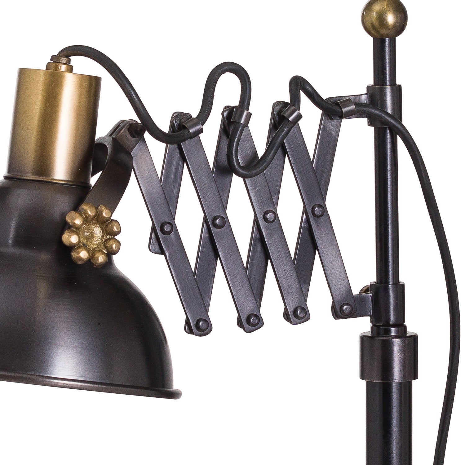 Vintage Style Black And Brass Adjustable Scissor Desk Lamp MH20527