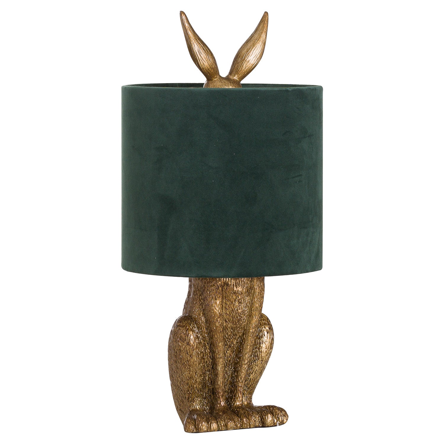 Antique Gold Hare Table Lamp With Green Velvet Shade MH20696
