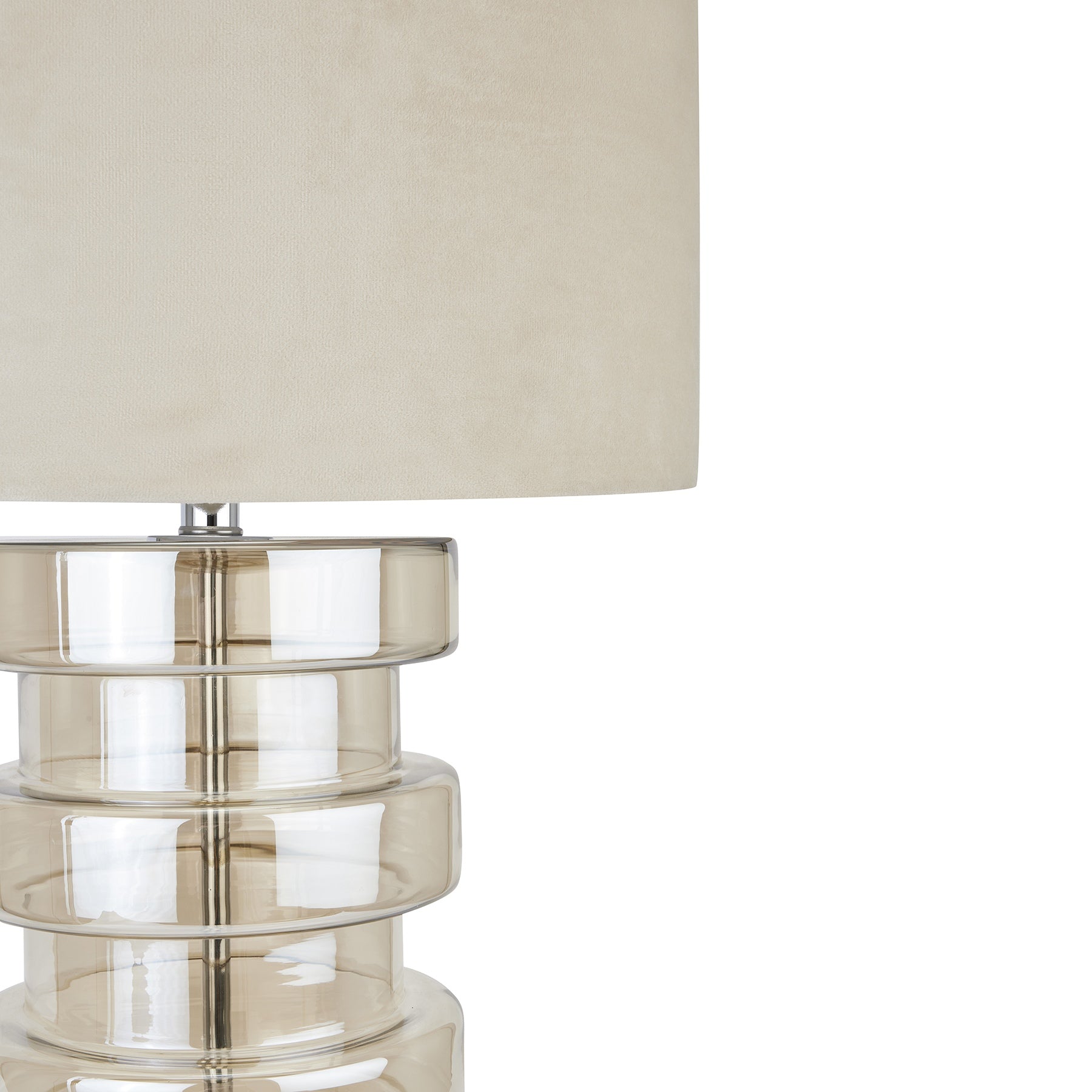 Metallic Glass Lamp With Cream Velvet Shade MH22072